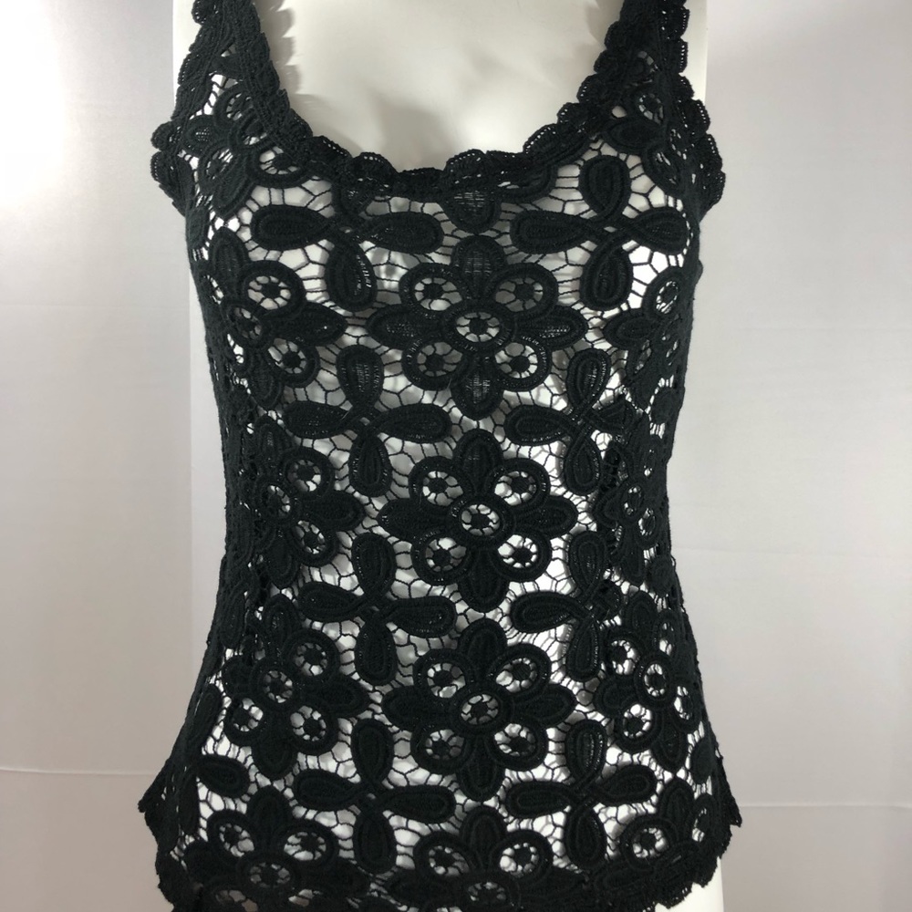 INTERMIX WOMENS BLACK ZIP LACE TOP SIZE SMALL NWT!